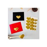 t tuğset etiket Yapışkanlı Kalp Şekilli Gold Sticker Etiket Hediye Paketleme Parti Hediyeleri 24 Adet 3,5x2,5 Cm
