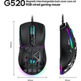 T-Wolf G520 Rgb Kablolu Gaming Mouse 12800 Dpı 7 Tuşlu Oyuncu Mouse Manyetik Kapaklı Siyah