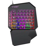 T-Wolf T19 Tek Elli Gaming Klavye Rgb LED Işıklı 40 Tuşlu USB Oyuncu Keypad Ergonomik Bilek Destekli - Siyah