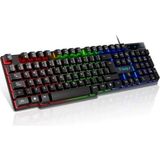 T-Wolf T20 Rgb Gaming Klavye Mekanik Hisli 104 Tuşlu Kablolu Oyuncu Klavyesi Rainbow LED Işıklı - Siyah