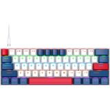 T-Wolf T60 Rgb LED 61 Tuşlu Mekanik Gaming Klavye Type-C Kablolu Hot Swap Ingilizce Q Oyuncu Klavyesi - Beyaz - Mavi