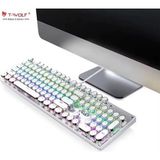 T-Wolf T75 Rgb Mekanik Gaming Klavye 104 Tuşlu Ingilizce Q Kablolu Oyuncu Klavyesi - Beyaz