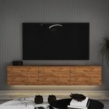 T0020 Alston 3 Kapaklı Duvara Monte Tv Ünitesi – LED Işıklı, Modern Tasarım, 160 cm - Atlantik Çam - Renk