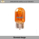 T10 Dipsiz Ampül Turuncu 12V 5W 2 Adet