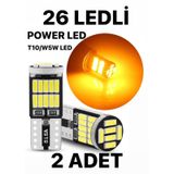 T10 Led 26 Ledli W5w Metal Ultra Power Turuncu Park Plaka Tavan Ampulü 1 Takım
