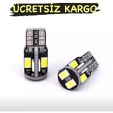 T10 Led Metal Ultra W5W 10 Ledli Beyaz Park Tavan Plaka Ampülü 10 Adet