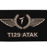 T129 ATAK Logolu İsimlik Peç, TPU Malzeme, 5x8 cm, Tırtıklı Cırtlı, 3 Boyutlu Kabartmalı, Siyah