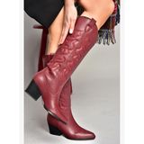 T296815009 Bordo Kovboy Model Kadın Çizme