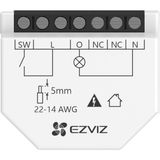 T35-R100-W - Wi-Fi Röle Modülü Matter desteği; EZVIZ App kontrolü; Güvenlik tasarımları; Zamanlama desteği; Volt-free kontak; Google/Alexa entegrasyonu