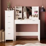 T5050 Diena Çekmeceli Dolaplı Makyaj Masası Beyaz
