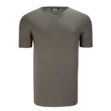 T8568 DEWBERRY V YAKA ERKEK T-SHIRT-DÜZ HAKİ