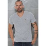T8568 DEWBERRY V YAKA ERKEK T-SHIRT-KOYU GRİ