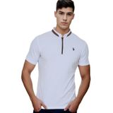T8571 DEWBERRY FERMUARLI ERKEK T-SHIRT-AÇIK BEYAZ
