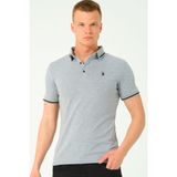 T8586 DEWBERRY ERKEK POLO YAKA T-SHIRT-DÜZ GRİ