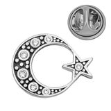 T8668 925 Ayar Gümüş Ay Yıldız Rozet