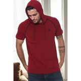T9570 Dewberry Kapşonlu Erkek T-Shırt-Bordo