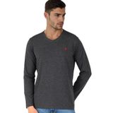 T9587 DEWBERRY V YAKA ERKEK UZUN KOL T-SHIRT-ANTRASİT