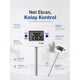 TA-288 Dijital Mutfak Termometresi Paslanmaz Çelik Saplamalı Prob Yemek Süt Yoğurt Mangal Isı Ölçer Geniş LCD Ekranlı Derece Hızlı Ölçüm Modu Santigrat Fahrenheit Ayarlı Pratik Gıda Termometre