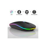 Tab A9 Plus SM-X210 11" Tablet İçin RGB LED Işıklı Bluetooth+2.4Ghz Kablosuz Şarjlı Mouse Siyah