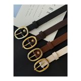 TABA BUTİK Gold Oval Toka Detaylı Kadın Deri Kemer