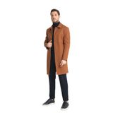 Taba Comfort Fit Uzun Berberi Yaka Astarlı Kaşe Kaban Metalik 58