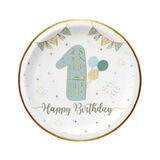 Tabak 1 Yaş Happy birthday MAVİ altın varakl 6lı