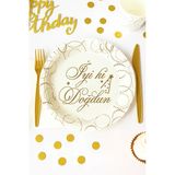 Tabak Elegant İyi Ki Doğdun Beyaz Noktalı 23Cm 6Lı Lüks Doğum Günü Tabağı