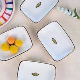 Tabak Evi Kelebek Altın Yaldızlı Dikdörtgen Kayık Tabak 10X7X2Cm 4 Lü