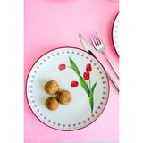 Tabak Evi Lale Tuval Pasta Takımı Rimli 20 cm 4 Kişilik 4 Parça TVL4PTPRS1160