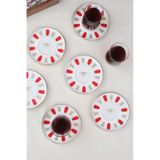 Tabak Evi Porselen Acem Zade Kırmızı Çay Tabağı 12,5cm 6 Lı Çok Renkli