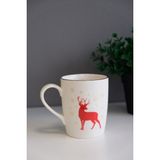 Tabak Evi Porselen Altın Yaldızlı Geyik Kulplu Mug Kupa 9cm 220ML Tekli - Renkli - 220 ml