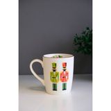Tabak Evi Porselen Altın Yaldızlı Kurşun Asker Kulplu Mug Kupa 9cm 220ML Tekli - Renkli - 220 ml