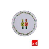 Tabak Evi Porselen Altın Yaldızlı Kurşun Asker Pasta Tabağı 20.50 CM 4'lü
