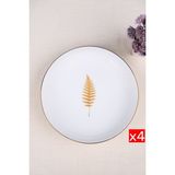 Tabak Evi Porselen Natura Fern Altın Yaldız Çukur Tabak 18,50CM 4 Lü - Altın Yaldızlı