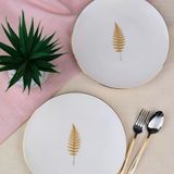 Tabak Evi Porselen Natura Fern Altın Yaldız Pasta Tabağı 20,50CM 2 Li