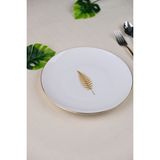 Tabak Evi Porselen Natura Fern Altın Yaldız Pasta Tabağı 20,50CM Tekli - 1 lt - Çok Renkli