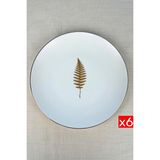 Tabak Evi Porselen Natura Fern Altın Yaldız Servis Tabağı 24.50 CM 6'lı