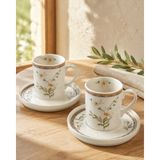 Tabak Evi Porselen Neva Kahve Fincan Takımı 90CC 4 Parça 2 Kişilik - Renkli