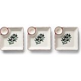 Tabak Kahvaltılık Zeytin Desen 14*14 cm Kare Seramik Sunumluk Servis Hediyelik Çeyizlik - 14 x 14 cm