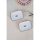 tabakevi Tabak Evi Kelebek Altın Yaldızlı Dikdörtgen Kayık Tabak 10x7x2cm 2 Li Çok Renkli