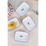 tabakevi Tabak Evi Kelebek Altın Yaldızlı Dikdörtgen Kayık Tabak 10x7x2cm 4 Lü Çok Renkli