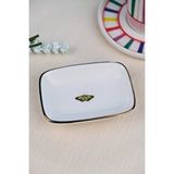 tabakevi Tabak Evi Kelebek Altın Yaldızlı Dikdörtgen Kayık Tabak 10x7x2cm Tekli Çok Renkli