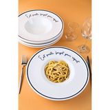 tabakevi Tabak Evi Motto Makarna Tabağı Seti 6 Lı 29x5,5x4cm Beyaz