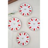 tabakevi Tabak Evi Porselen Acem Zade Kırmızı Çay Tabağı 12,5cm 4 Lü
