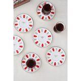 tabakevi Tabak Evi Porselen Acem Zade Kırmızı Çay Tabağı 12,5cm 6 lı