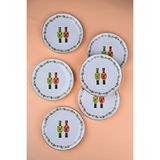tabakevi Tabak Evi Porselen Altın Yaldızlı Kurşun Asker Pasta Tabağı 20,50cm 6 Lı Çok Renkli
