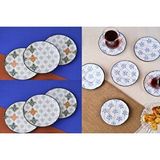 tabakevi Tabak Evi Porselen Audrey 6 Kişilik Pasta Takımı 20cm Ve Çay Tabak Takımı 12cm Çok Renkli