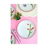Tabakevi Tabak Evi Porselen Lale Tuval Pasta Takımı Rimli 20 cm 4 Kişilik 4 Parça TVL4PTPRS1160 - 1/100 Toz Ceviz