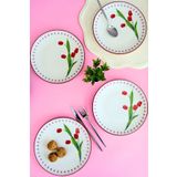 tabakevi Tabak Evi Porselen Lale Tuval Pasta Takımı Rimli 20 Cm 4 Kişilik 4 Parça Tvl4ptprs1160