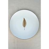 tabakevi Tabak Evi Porselen Natura Fern Altın Yaldız Servis Tabağı 24,50cm Tekli Çok Renkli